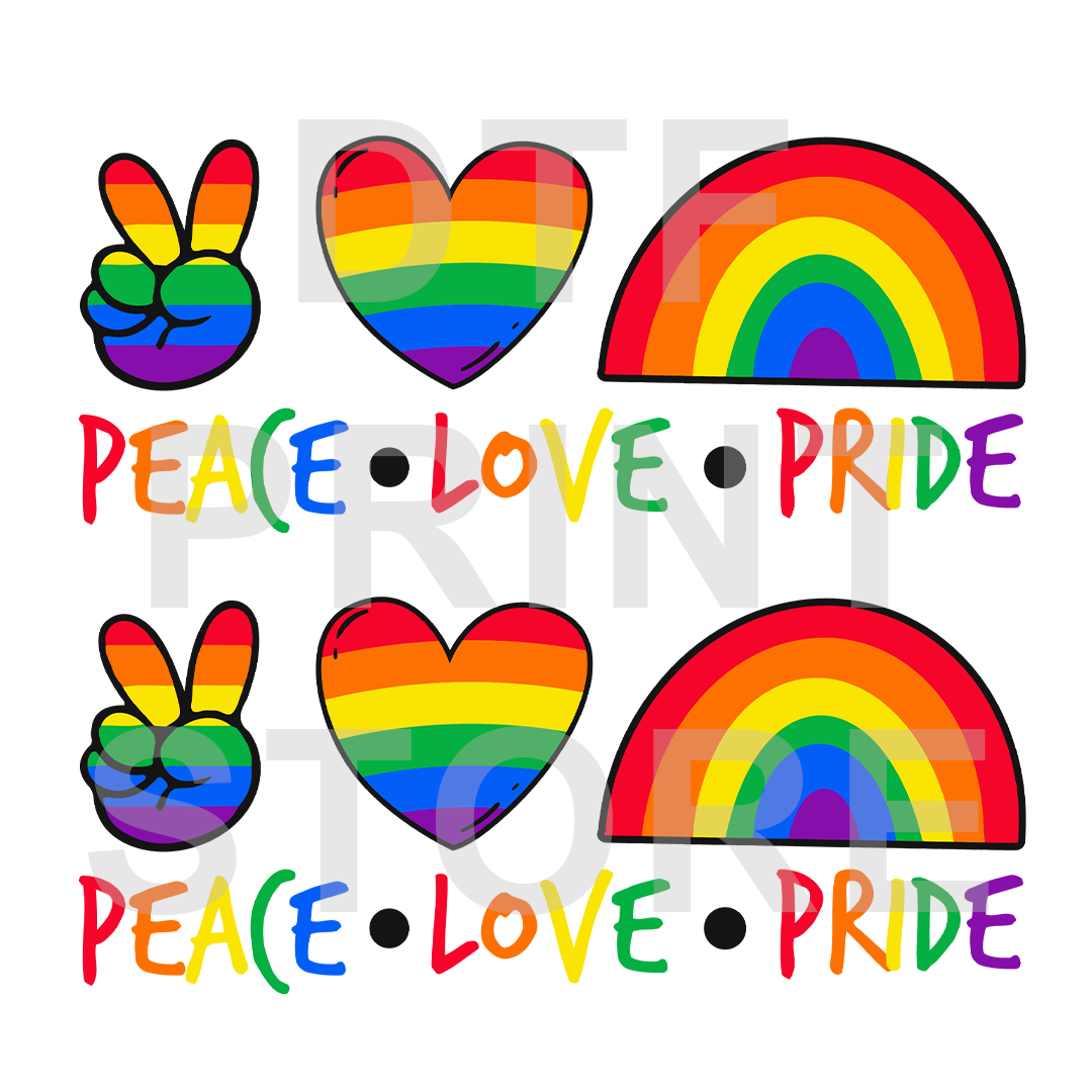 Peace Love Pride DTF or SUBLIMATION Print 12" x 16" freeshipping - DTF Print Store