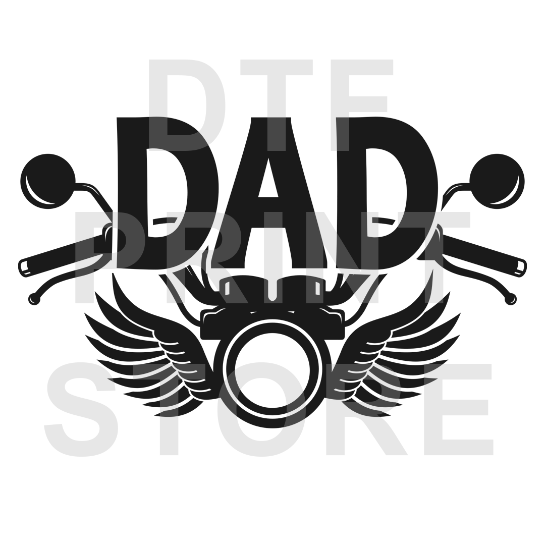 Dad Motorcycle Black DTF or SUBLIMATION Print 12" x 16" freeshipping - DTF Print Store