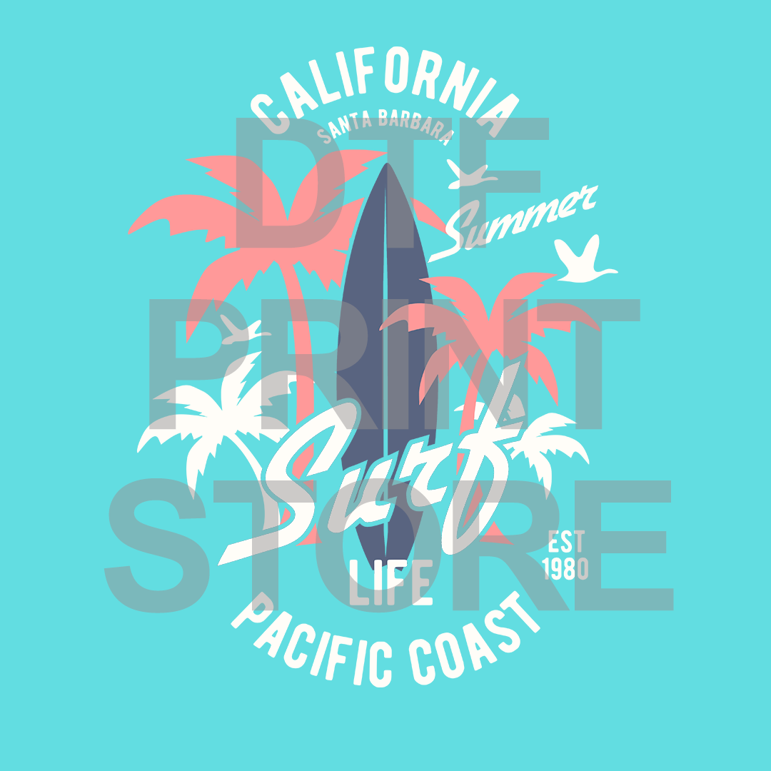 California Surf DTF or SUBLIMATION Print 12" x 16" freeshipping - DTF Print Store