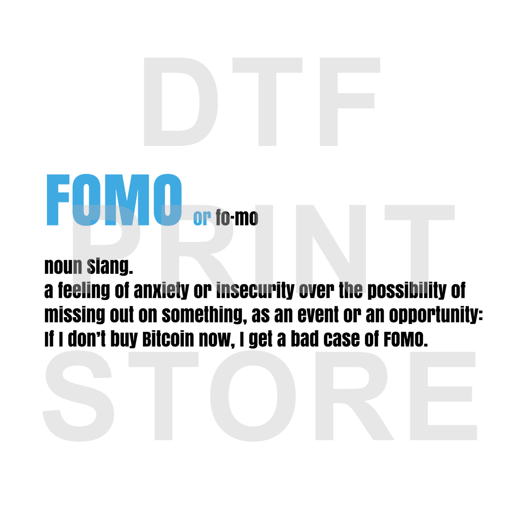 Fomo black text  DTF or SUBLIMATION Print 12" x 16" freeshipping - DTF Print Store