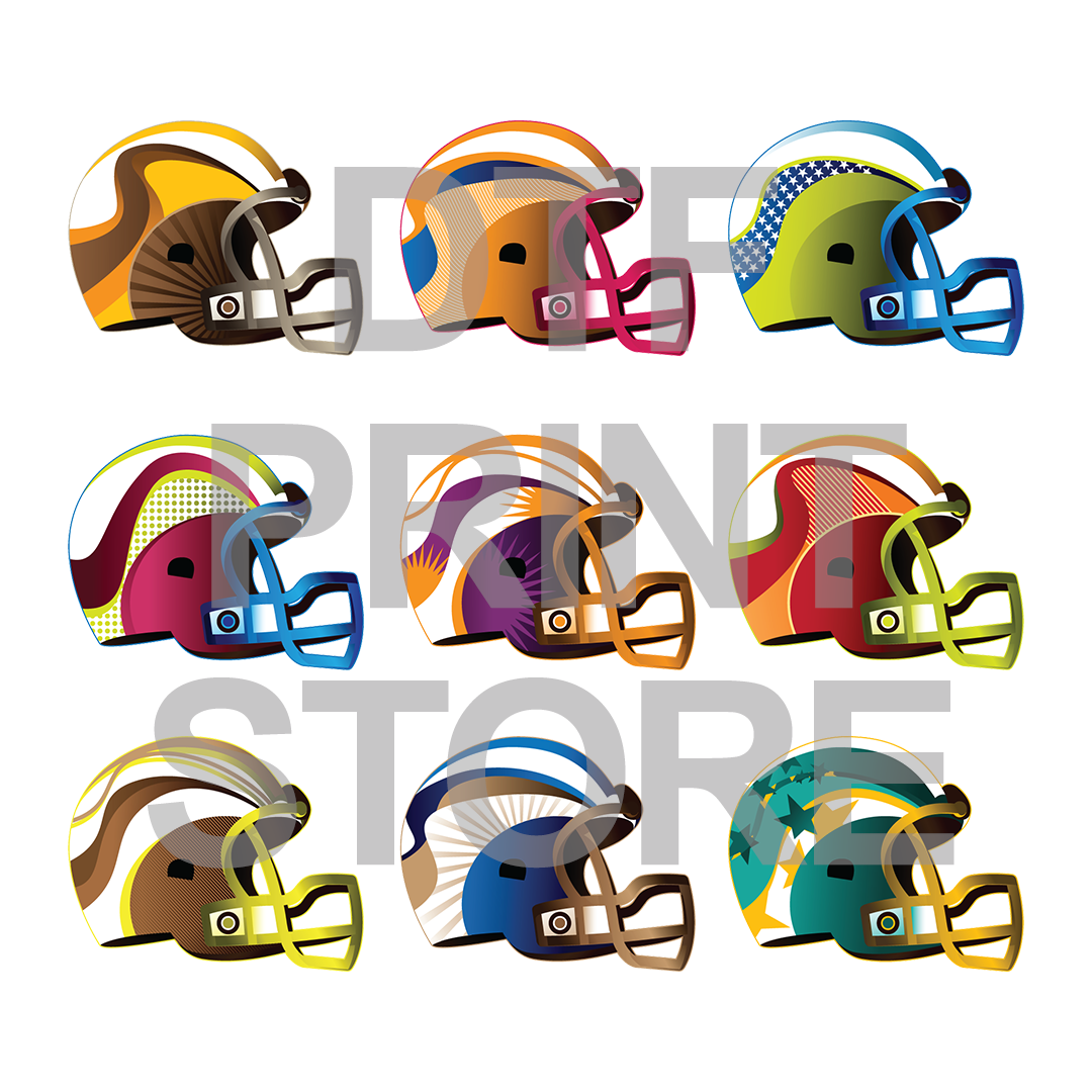 Football Helmets - DTF or SUBLIMATION Print 12" x 16" freeshipping - DTF Print Store