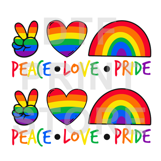 Peace Love Pride  DTF or SUBLIMATION Print 12" x 16" freeshipping - DTF Print Store