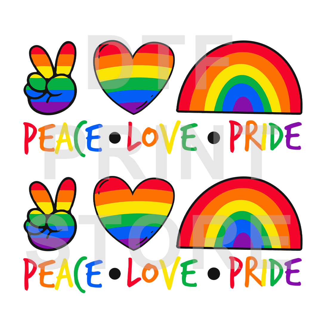 Peace Love Pride  DTF or SUBLIMATION Print 12" x 16" freeshipping - DTF Print Store